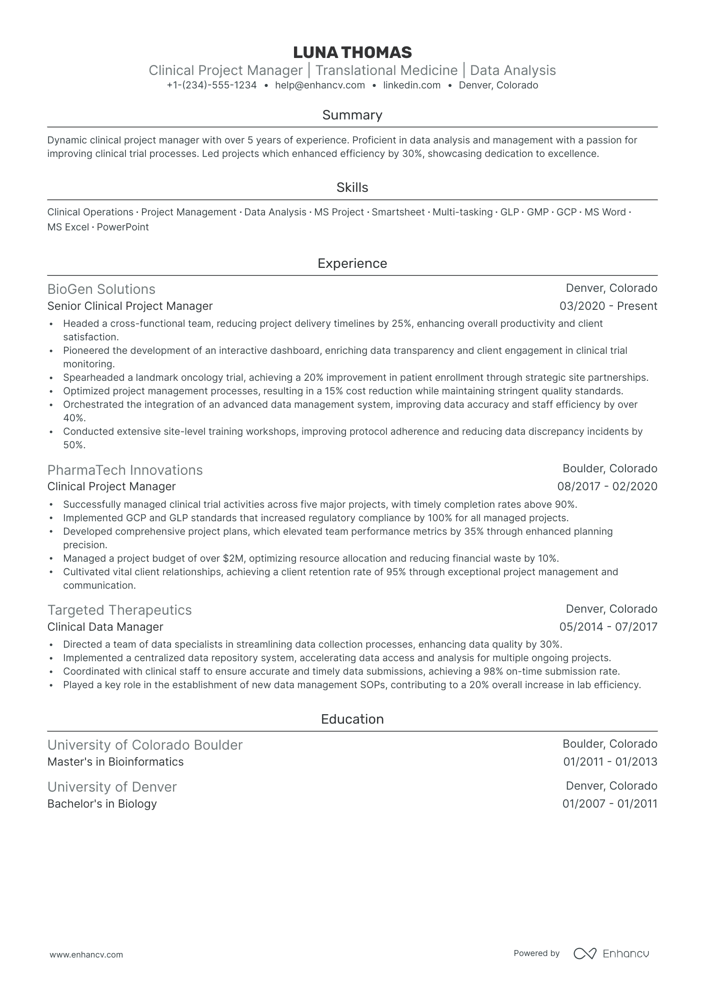 5 Clinical Project Manager Resume Examples & Guide for 2024