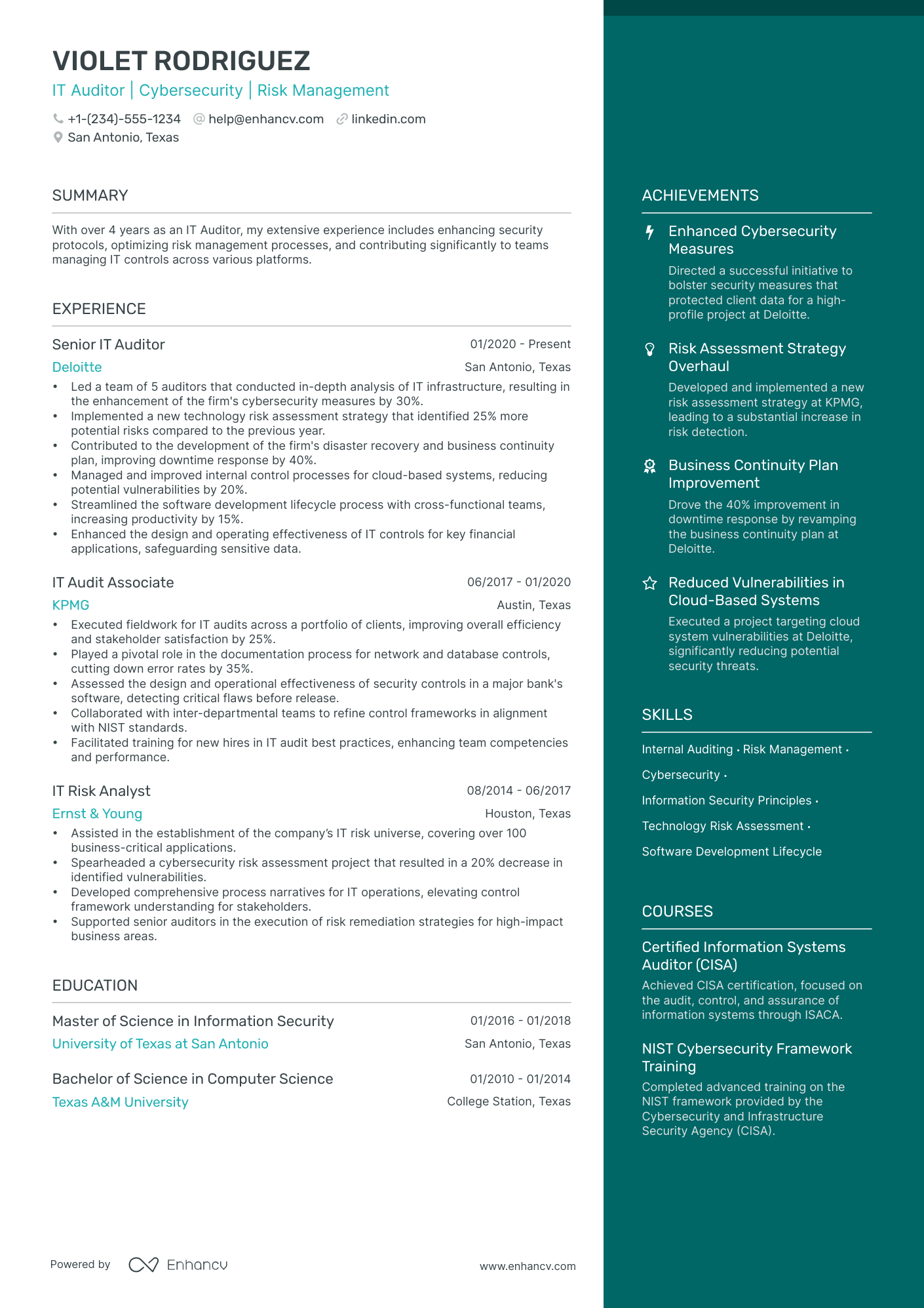 5 IT Auditor Resume Examples & Guide for 2024