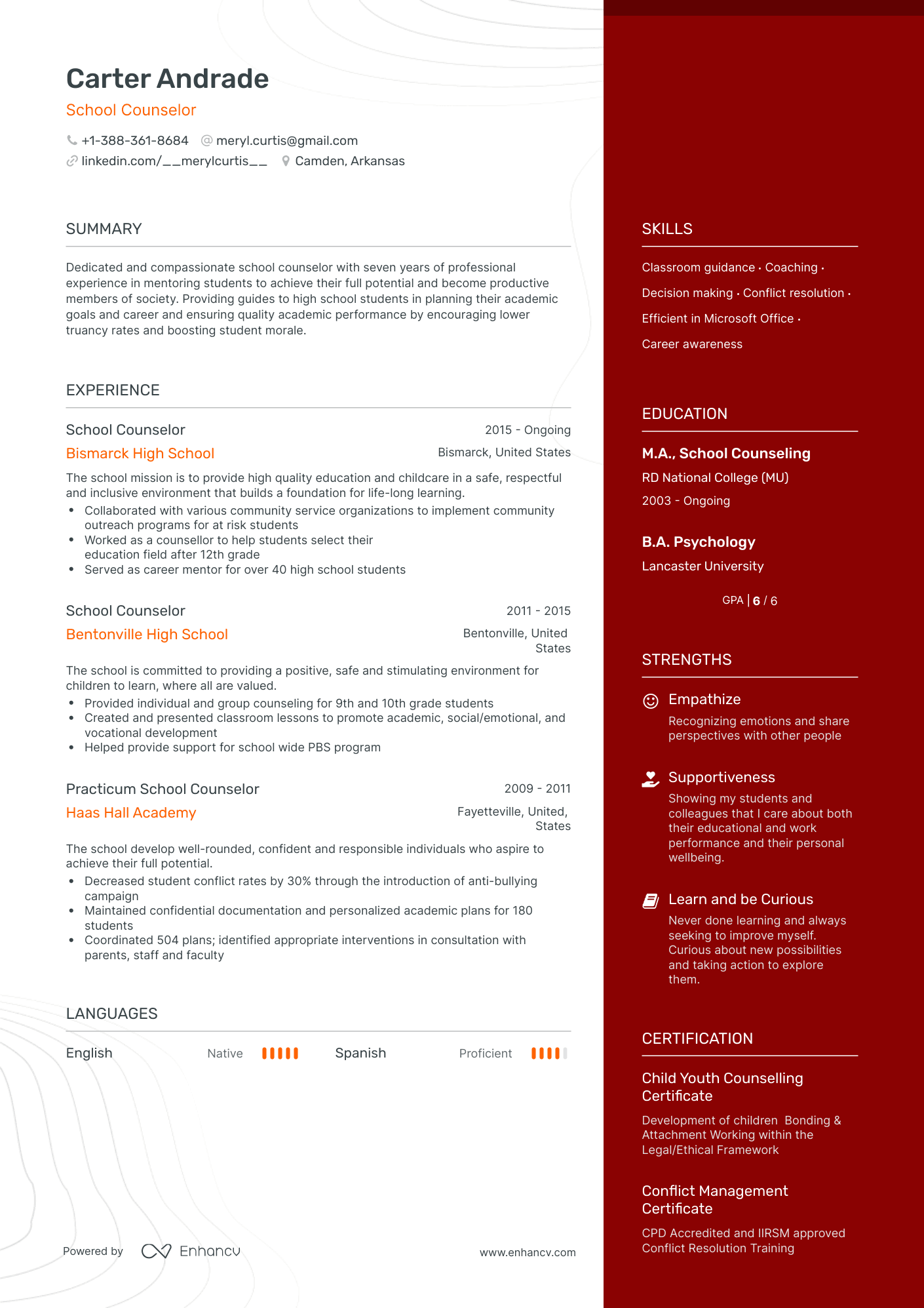 5 School Counselor Resume Examples & Guide for 2023