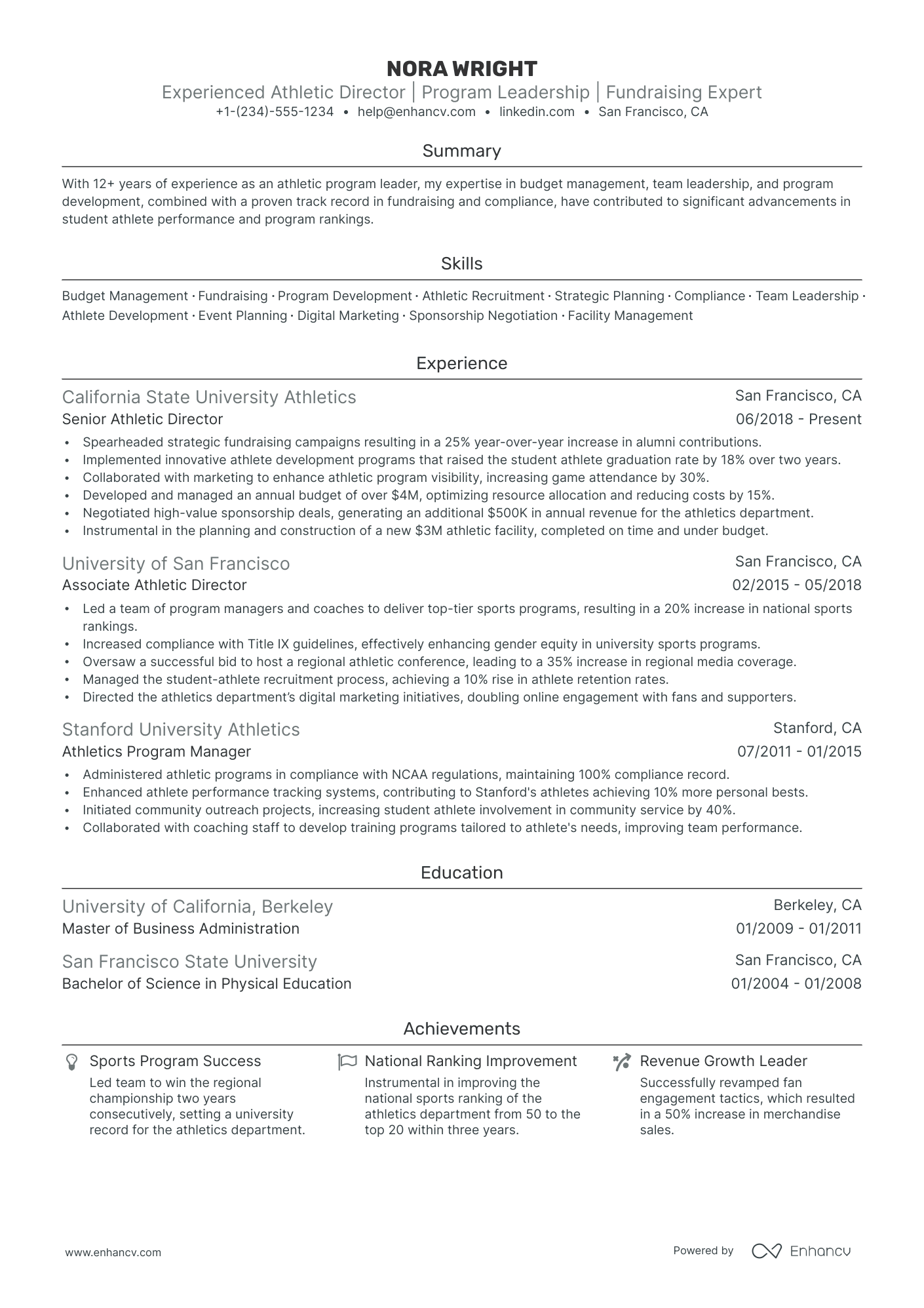 5 Athletic Director Resume Examples & Guide for 2024