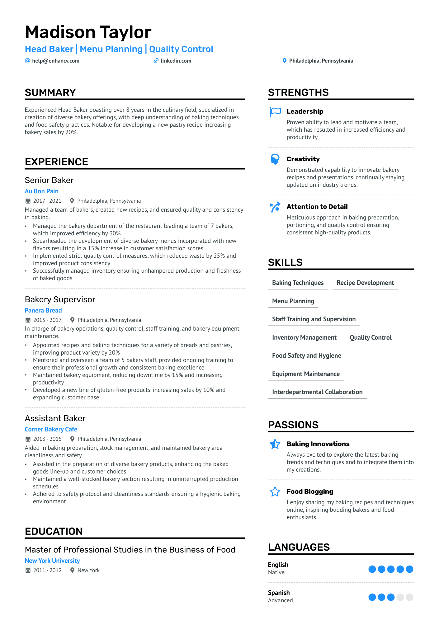 5 Baker Resume Examples & Guide For 2024