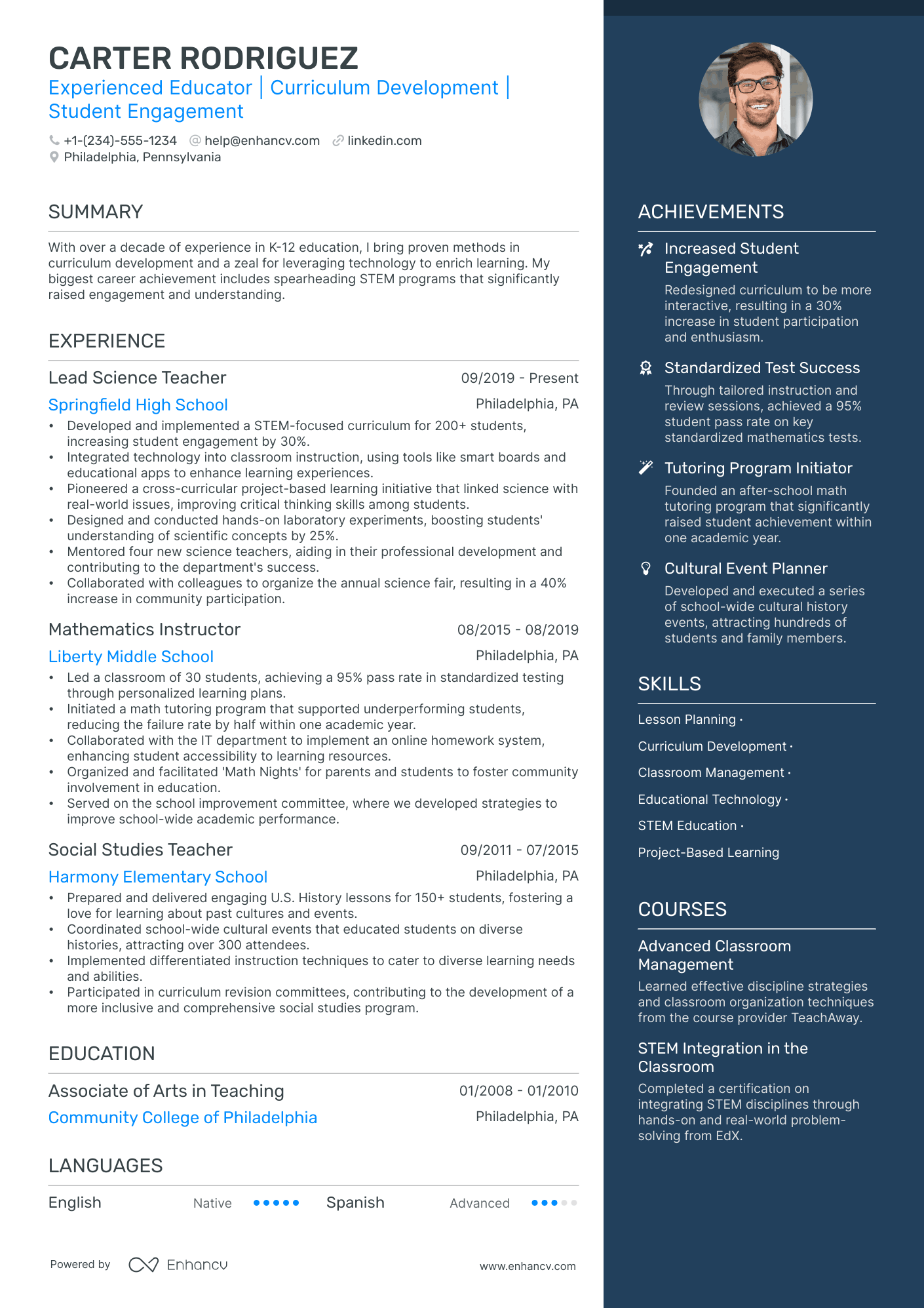 5 Math Teacher Resume Examples & Guide for 2024