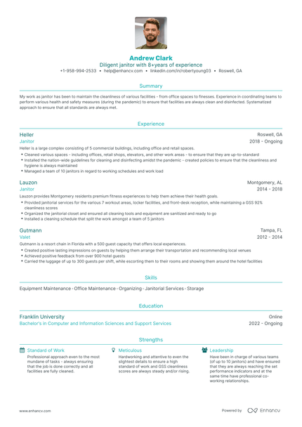 Janitor Resume Examples & Guide for 2023 (Layout, Skills, Keywords ...