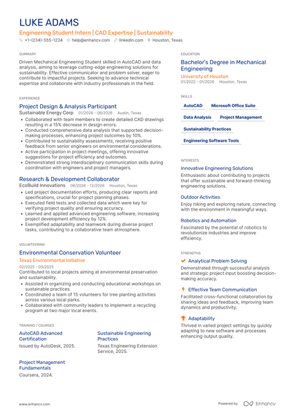 15 Engineering Student Resume Examples & Guide for 2026