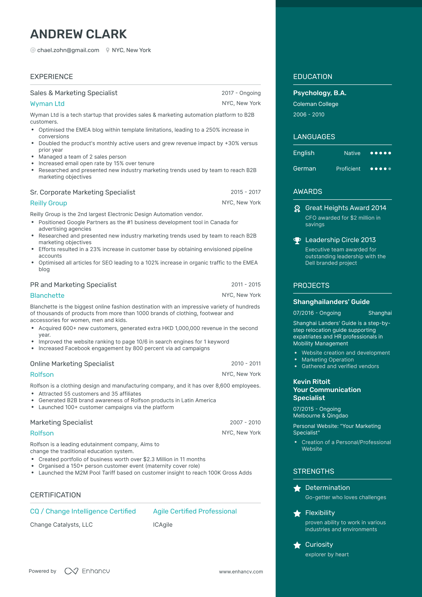 5 Marketing Specialist Resume Examples & Guide for 2024