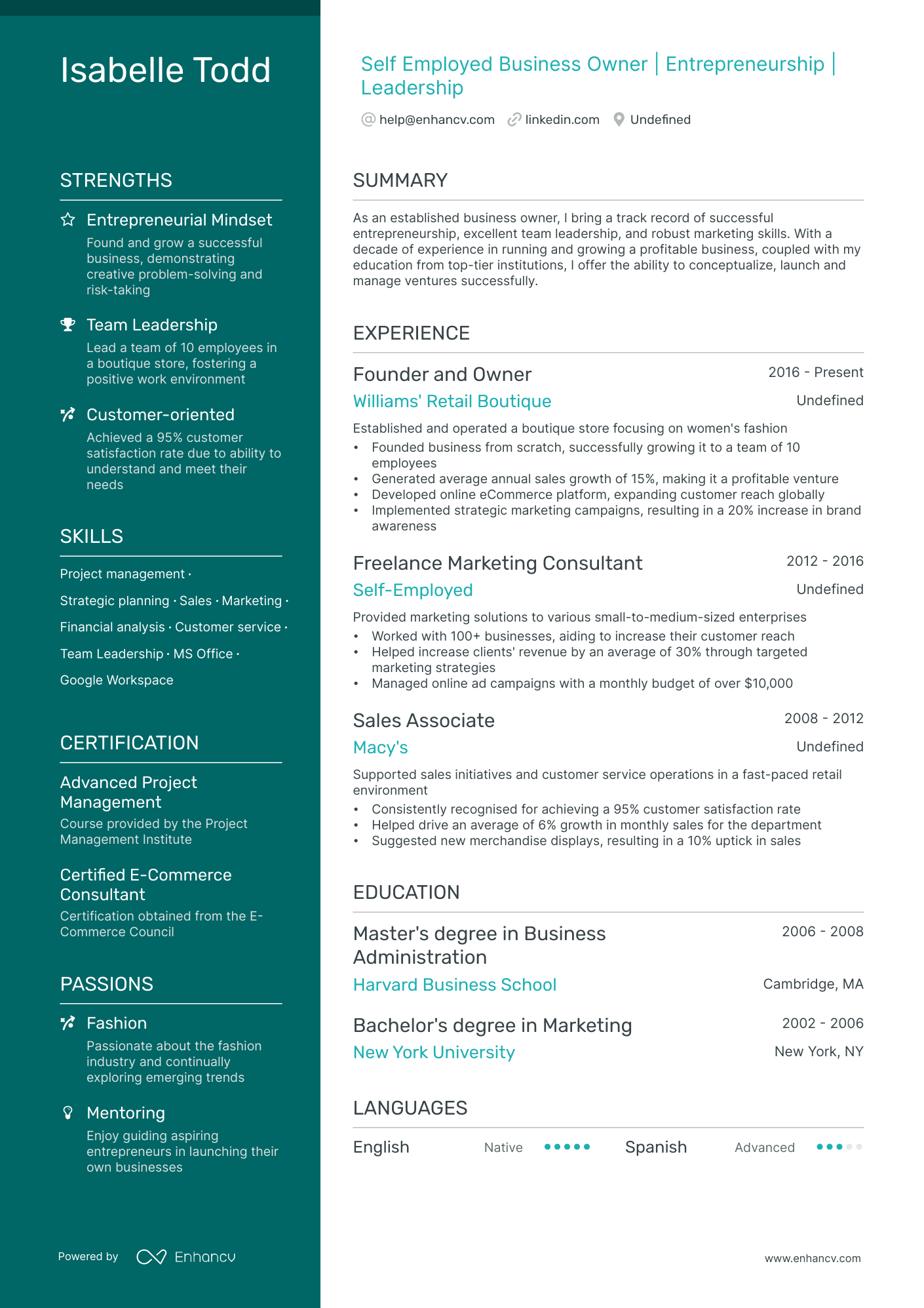 7 Business Owner Resume Examples & Guide For 2024