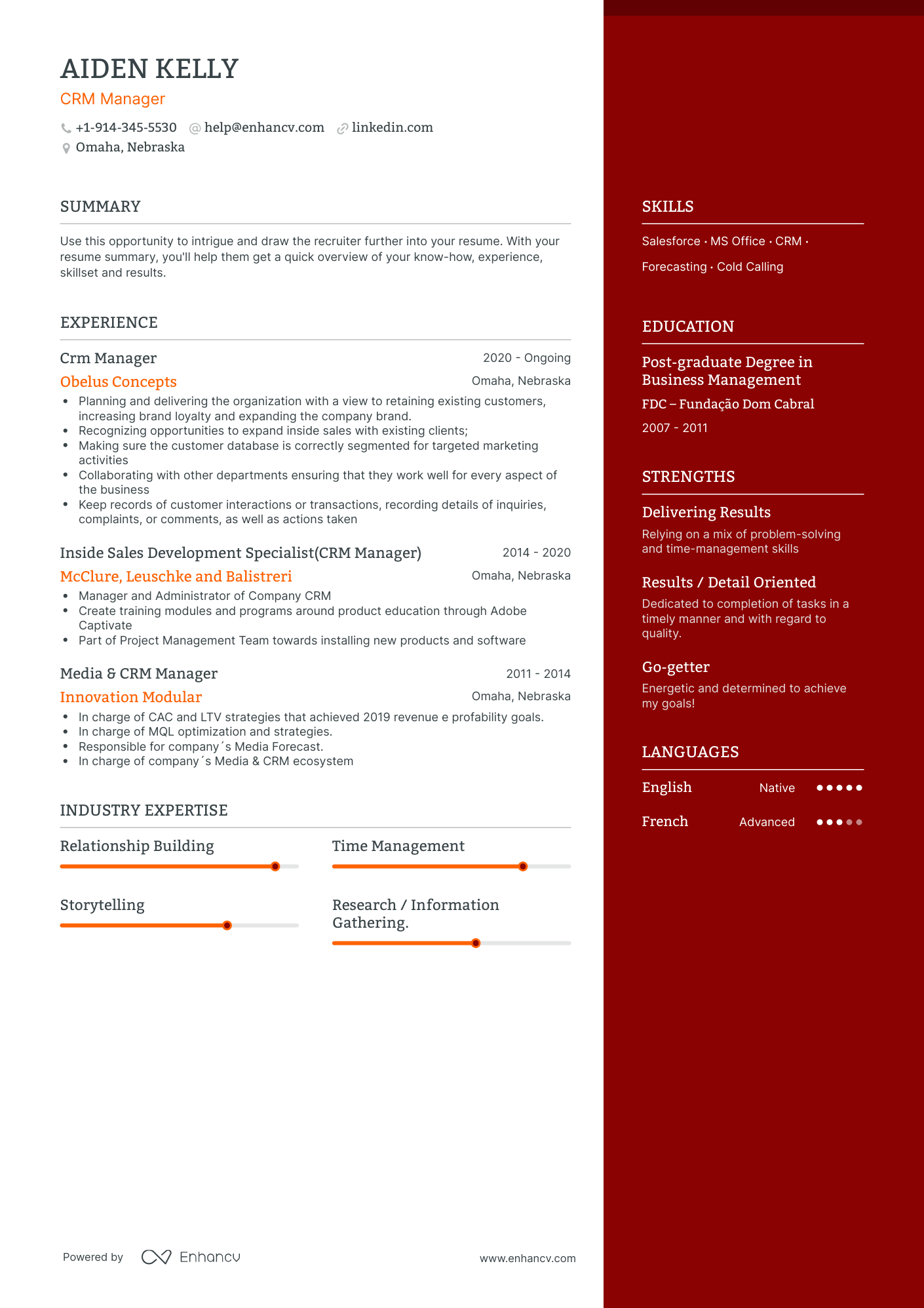 CRM Manager Resume Examples & Guide for 2023 (Layout, Skills, Keywords ...