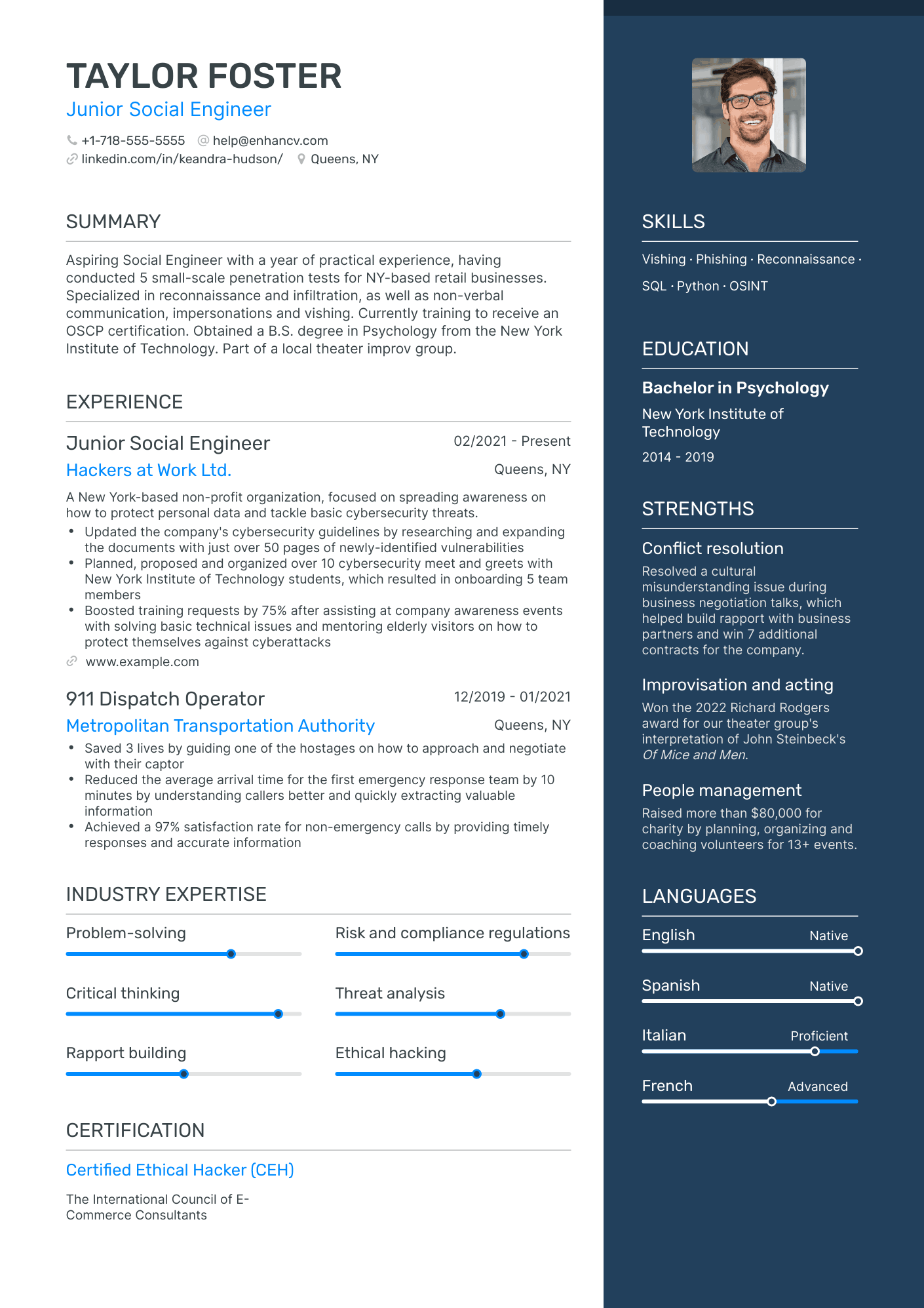 5 Social Engineering Resume Examples & Guide for 2024