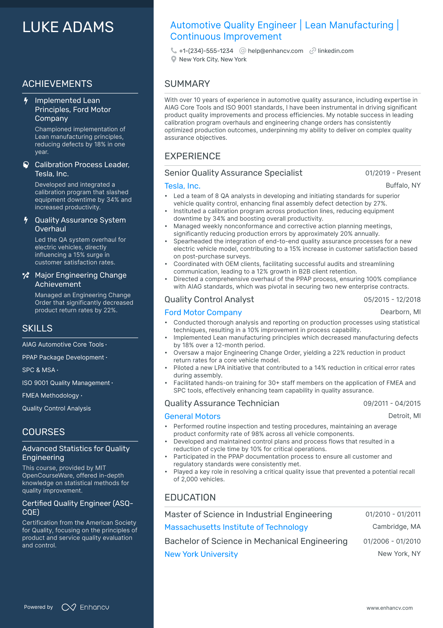 5 Automotive Engineering Resume Examples & Guide for 2024