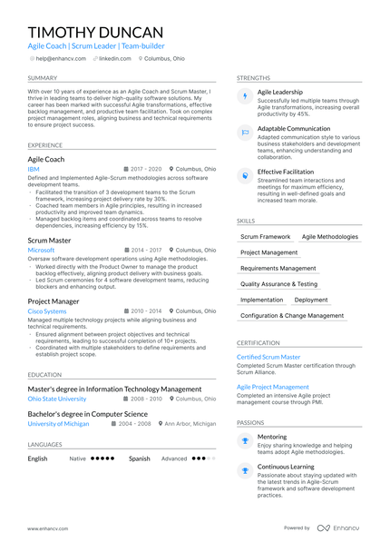 5 Agile Coach Resume Examples & Guide for 2024