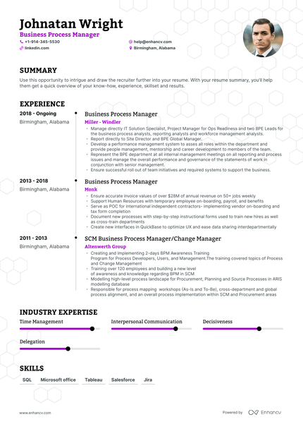 Business Process Manager Resume Examples & Guide for 2023 (Layout ...