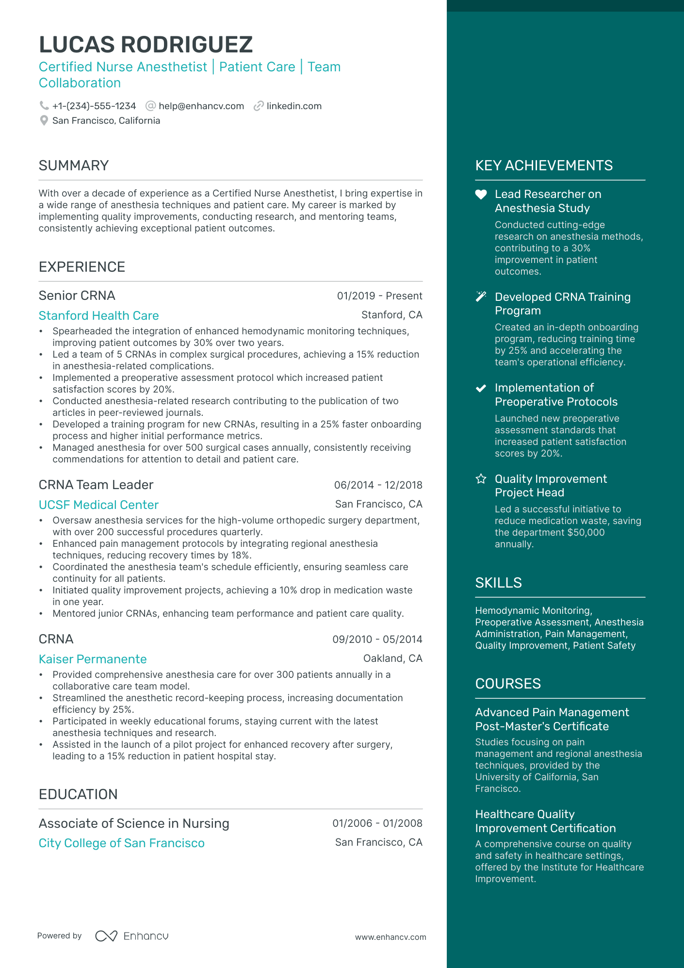 10 Nurse Anesthetist Resume Examples - AHR0cHM6Ly9jZG4uZW5oYW5jdi5jb20vcHJlZGVmaW5lZC1leGFtcGxlcy9RQ1NVTERJUWsyVThacllFRmJ2Z1BBR2Zja1g3UmJhcnNYYWdIMkg5L2ltYWdlLnBuZw~~ 