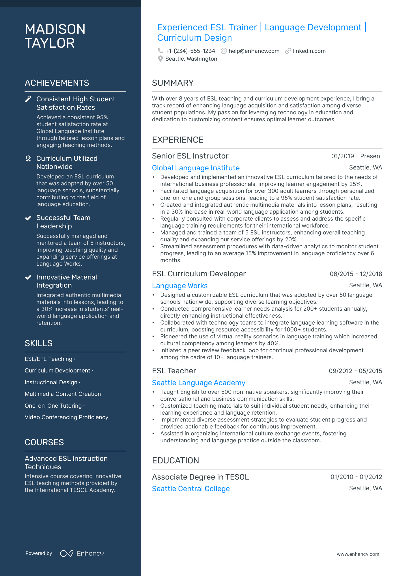 5 Freelance Trainer Resume Examples & Guide for 2024