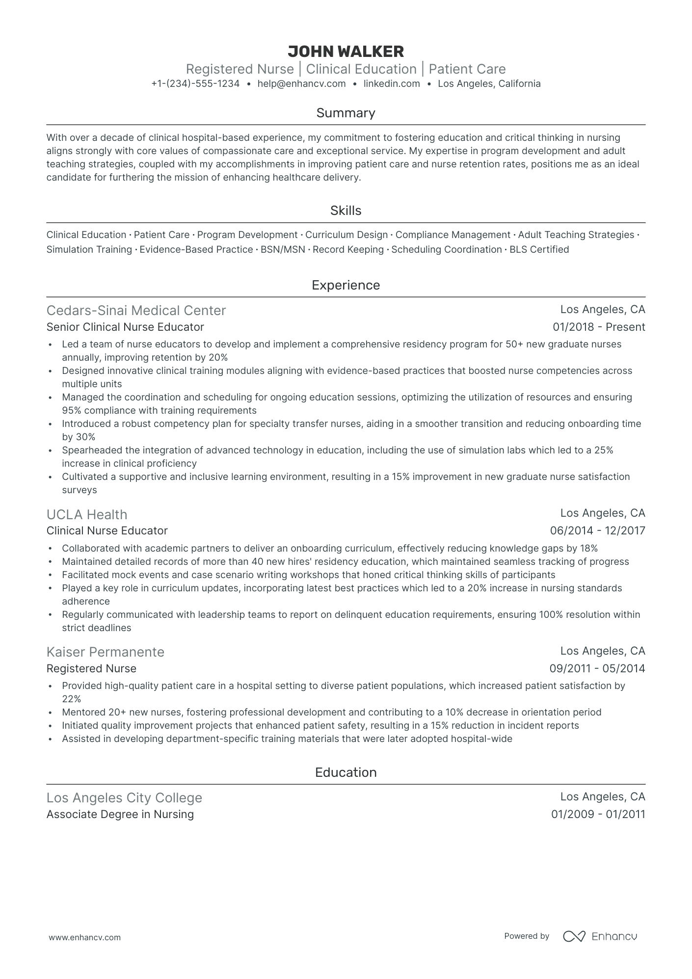 5 Nurse Educator Resume Examples & Guide for 2024