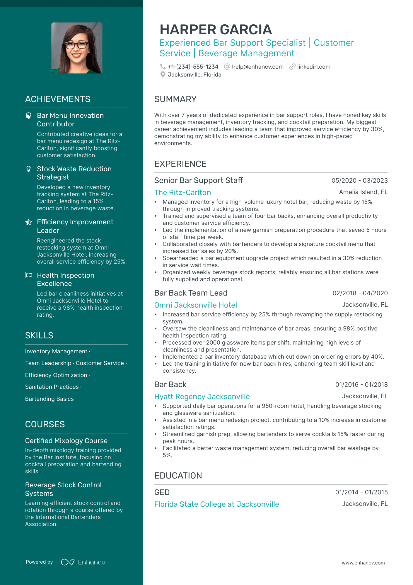 5 Barback Resume Examples & Guide for 2024