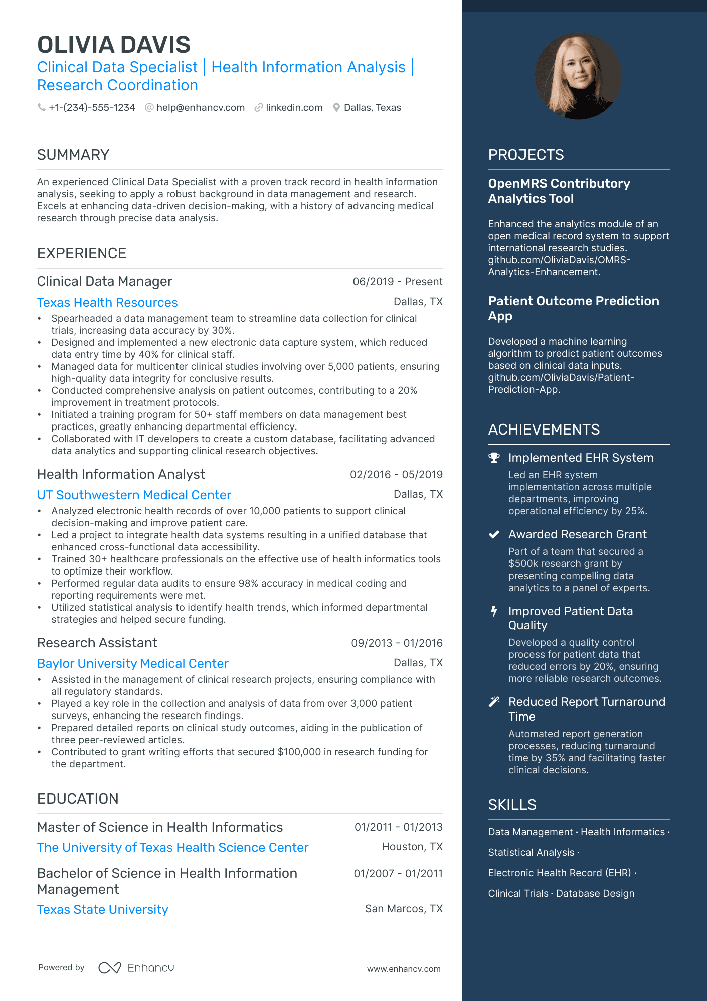 5 Clinical Data Analyst Resume Examples & Guide for 2024