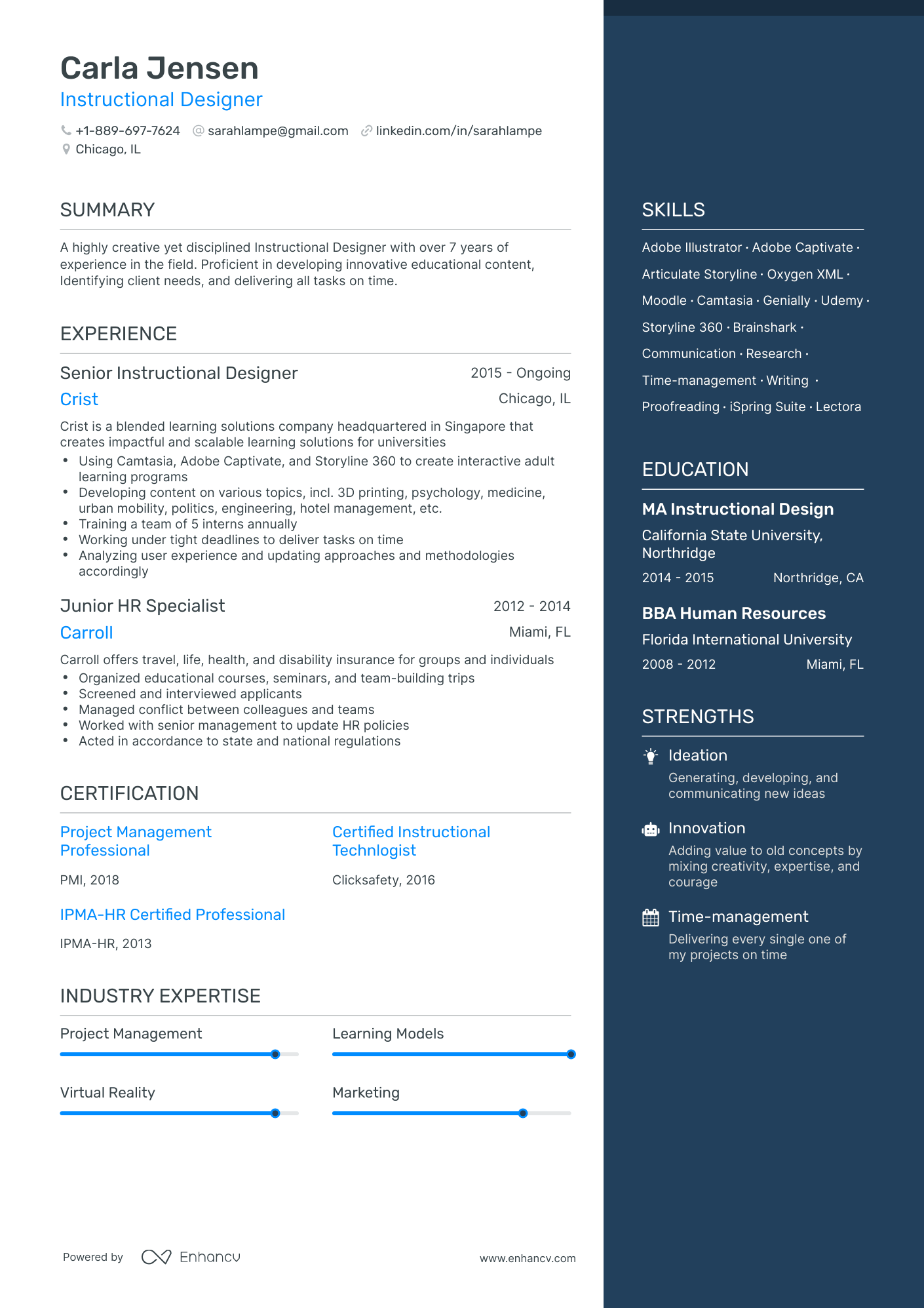 Instructional Designer Resume Examples & Guide for 2023 (Layout, Skills ...
