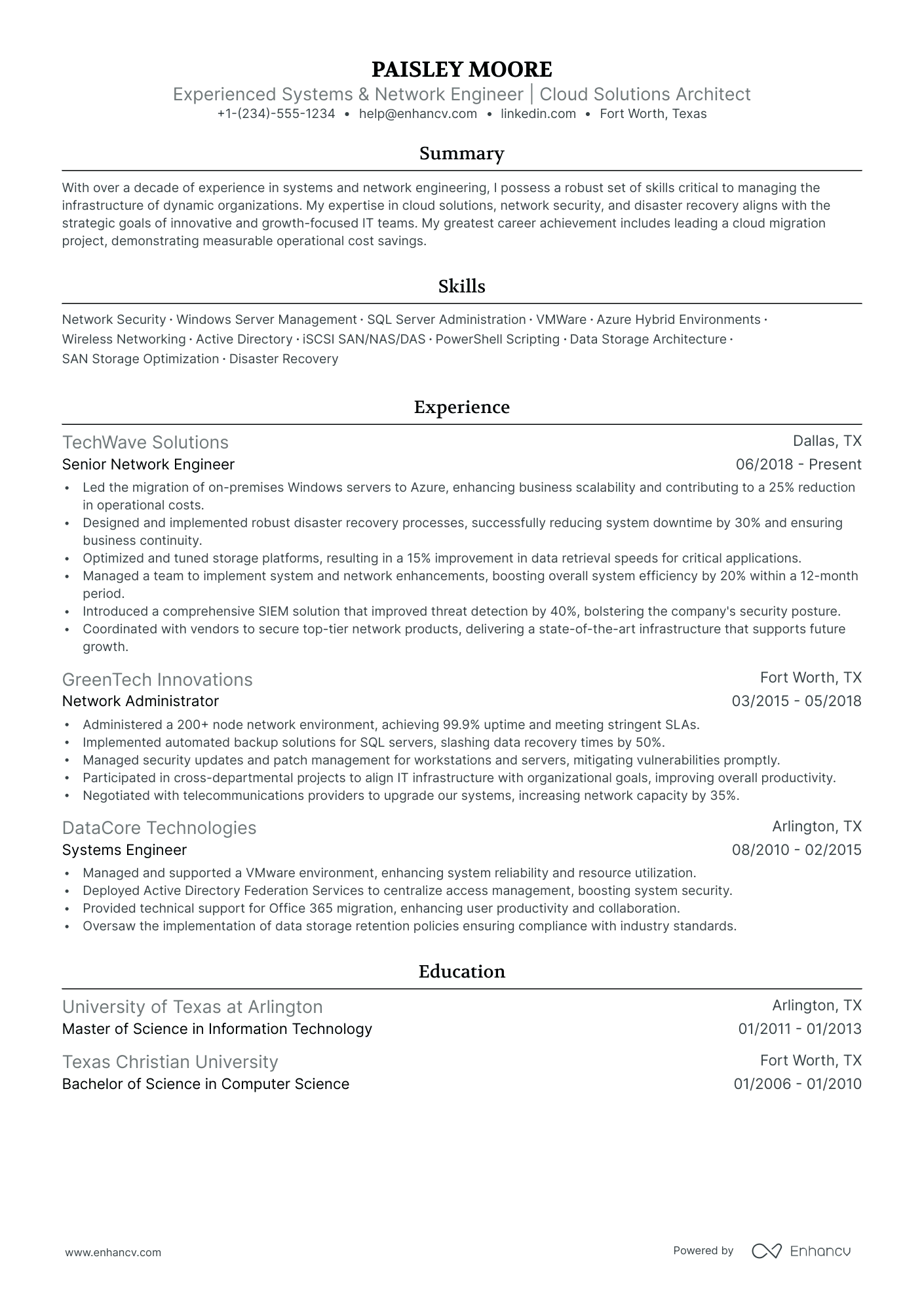 5 System And Network Engineer Resume Examples & Guide for 2024