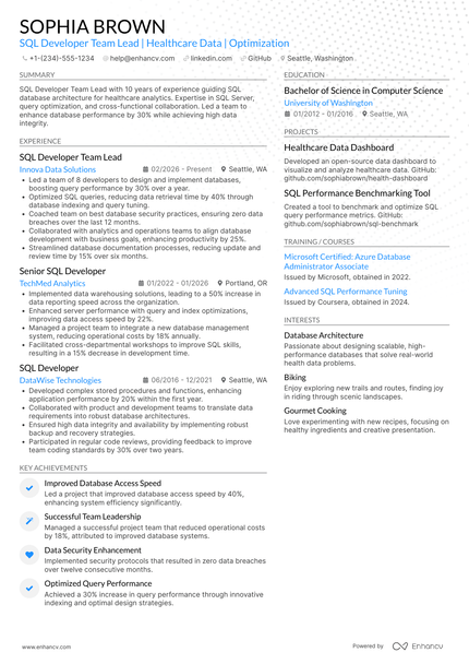 29 SQL Developer Resume Examples & Guide for 2026