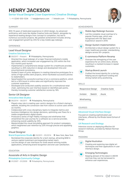 5 Visual Designer Resume Examples & Guide for 2024