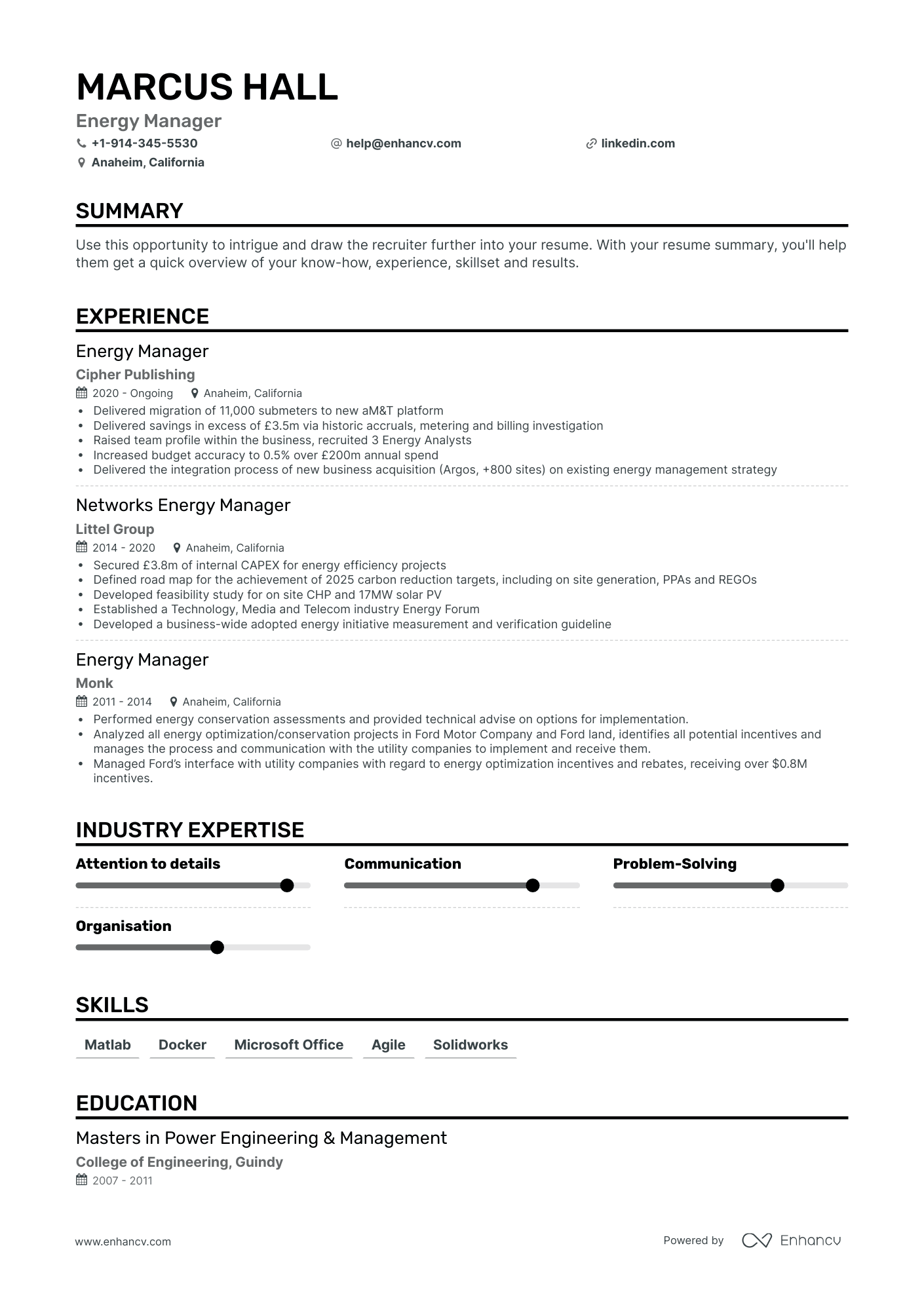 Energy Manager Resume Examples & Guide for 2023 (Layout, Skills ...