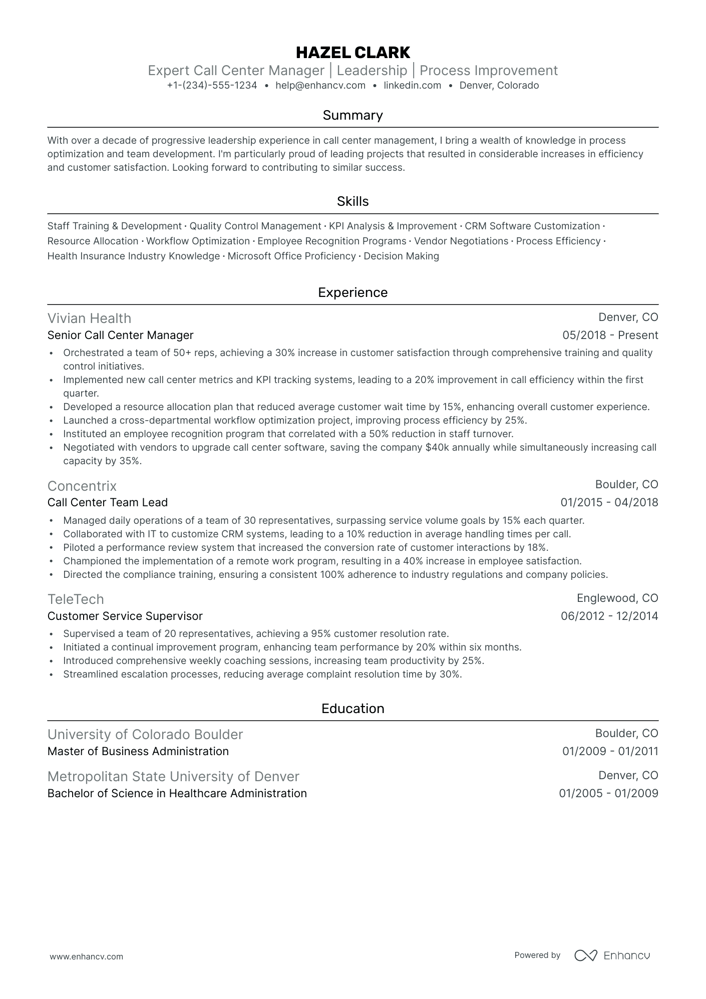 5 Center Manager Resume Examples & Guide for 2024