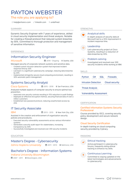 5 Information Security Engineer Resume Examples & Guide for 2024