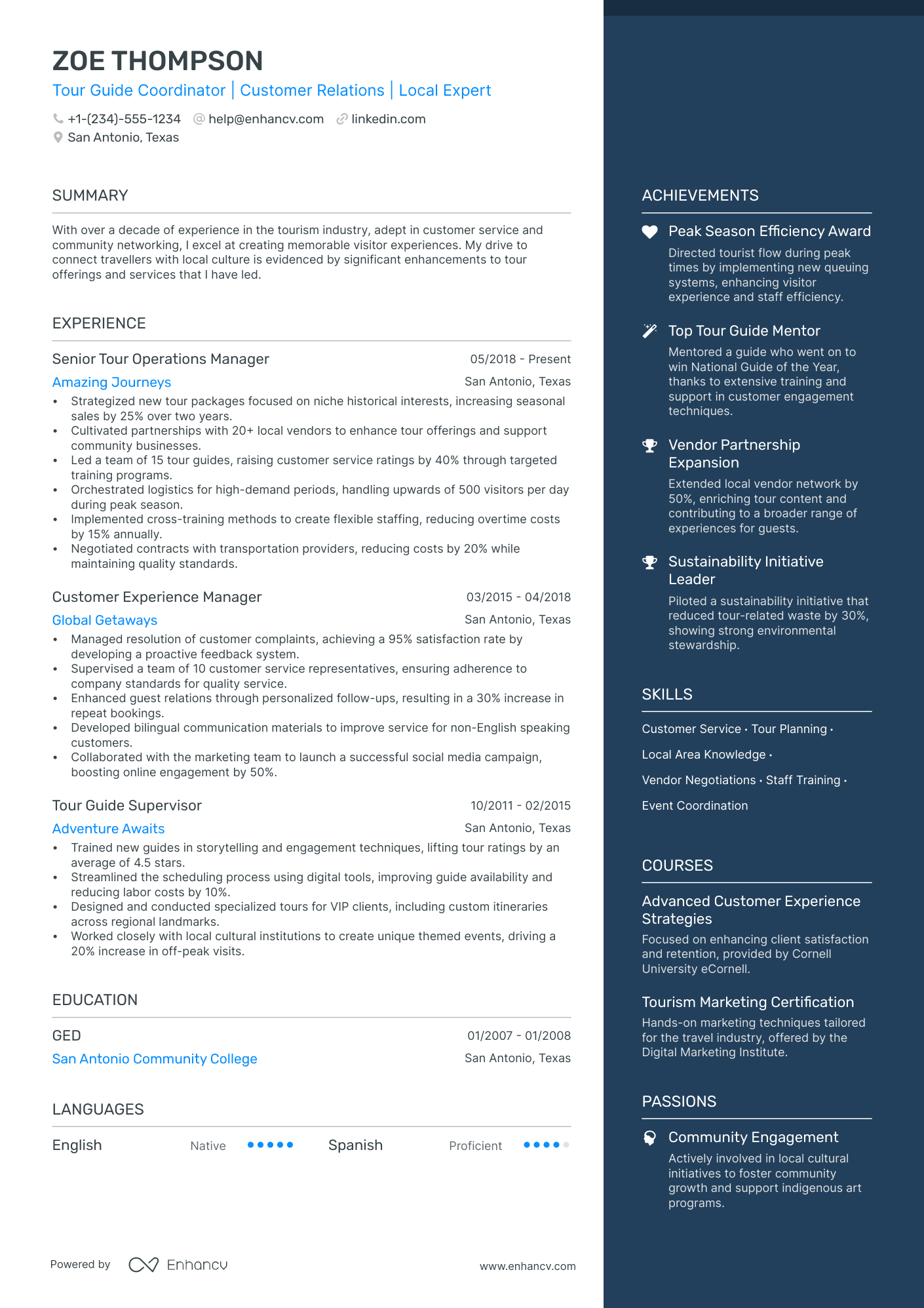 5 Tour Guide Resume Examples & Guide for 2024