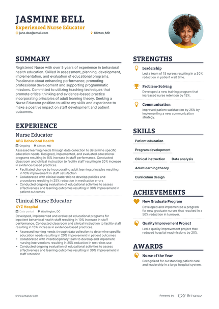 5 Nurse Educator Resume Examples & Guide for 2023