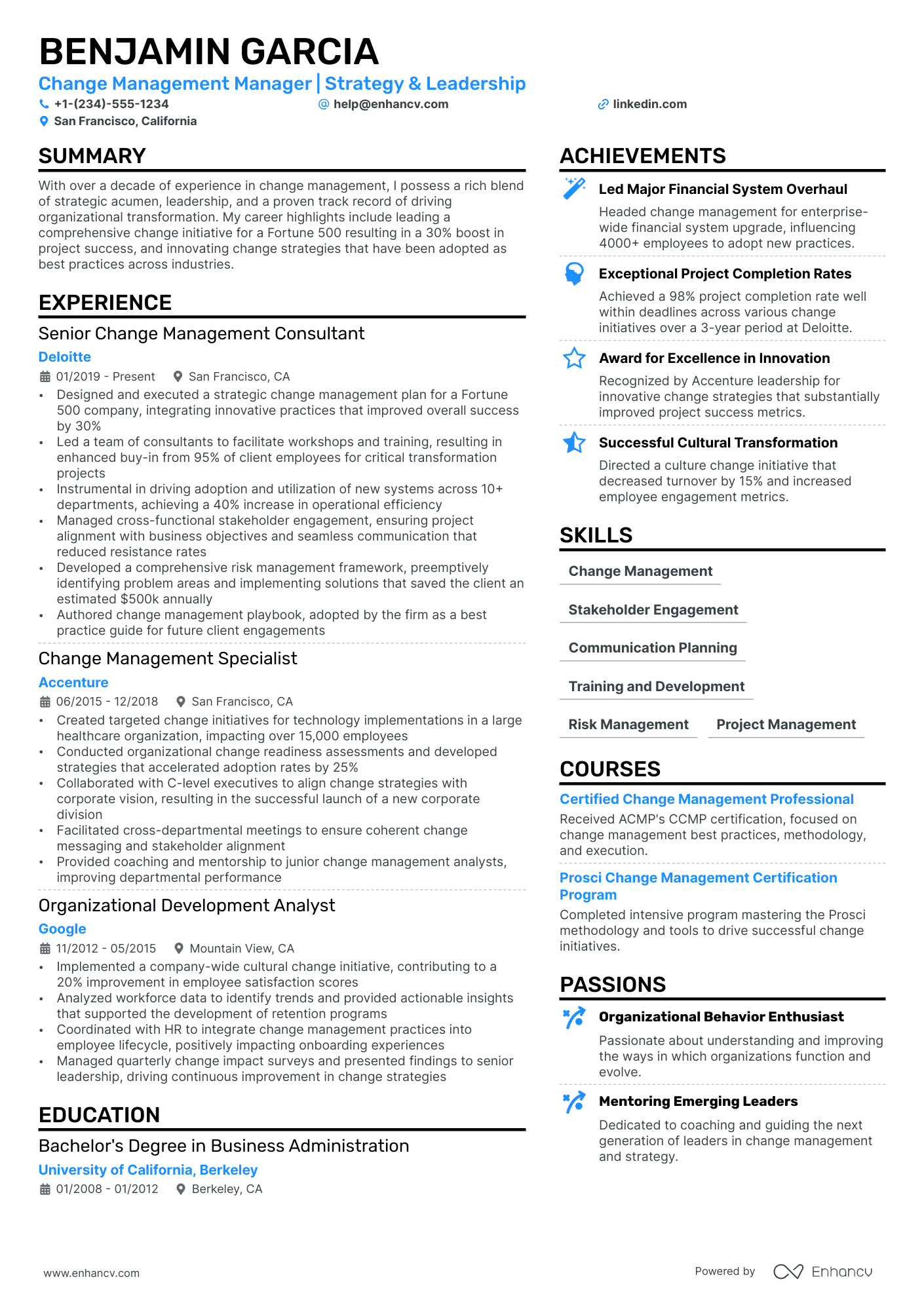Management Consultant resume example