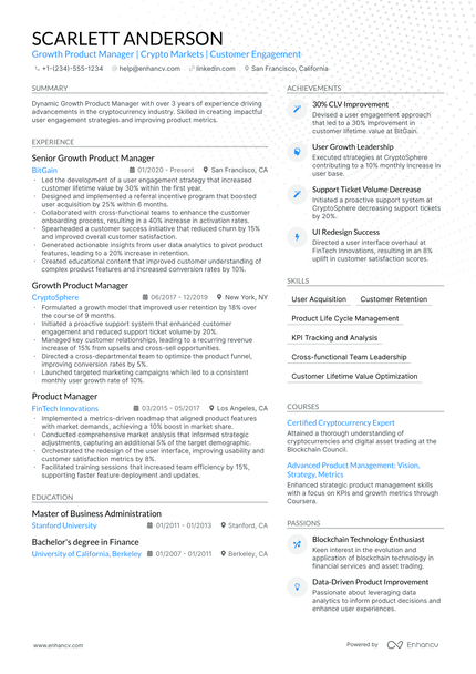 5 Growth Product Manager Resume Examples & Guide for 2024