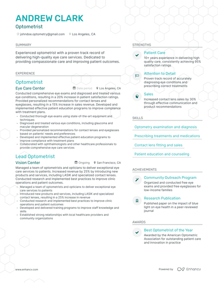 5 Optometry Resume Examples & Guide for 2023