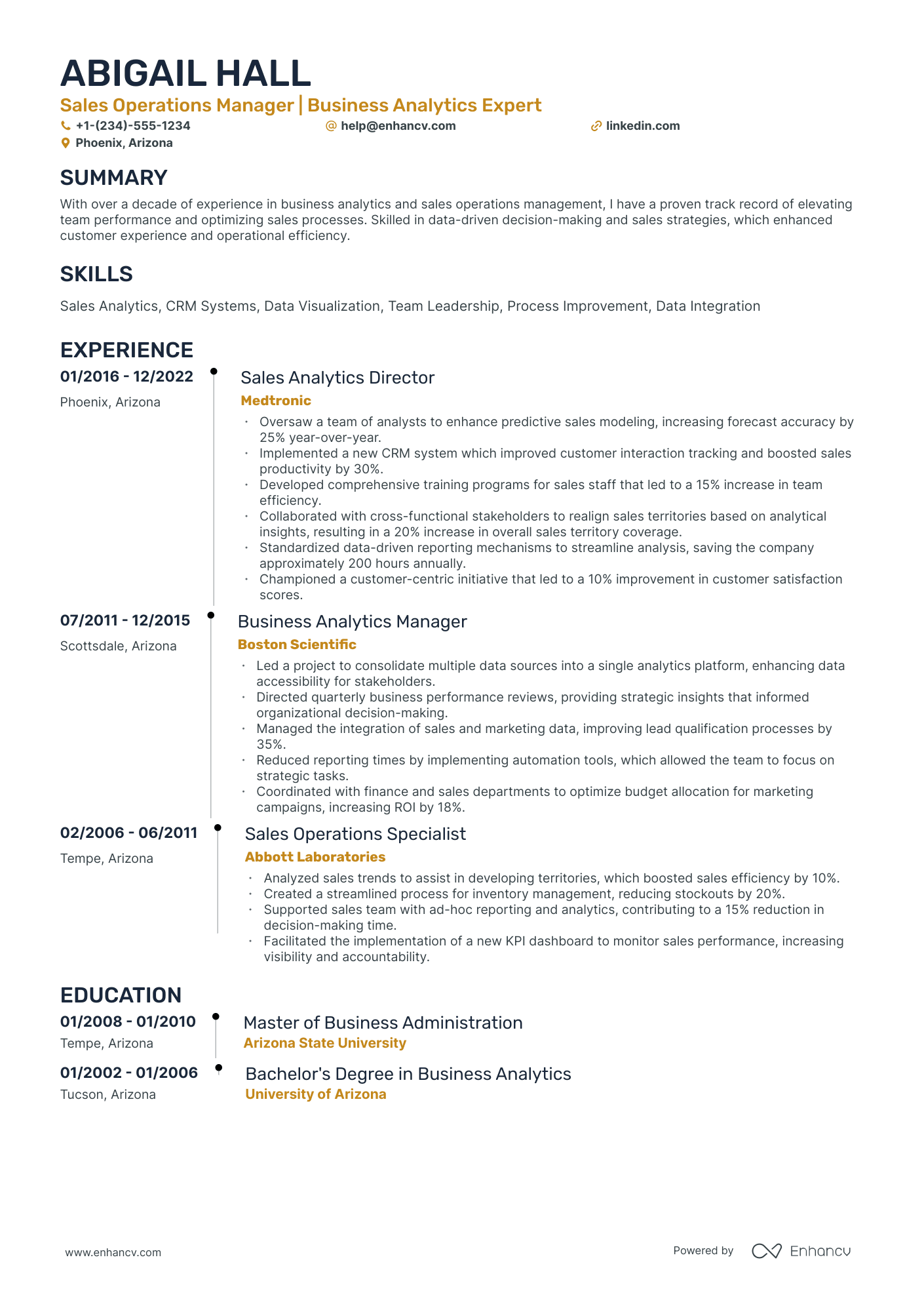 10 Sales Operations Manager Resume Examples & Guide for 2026