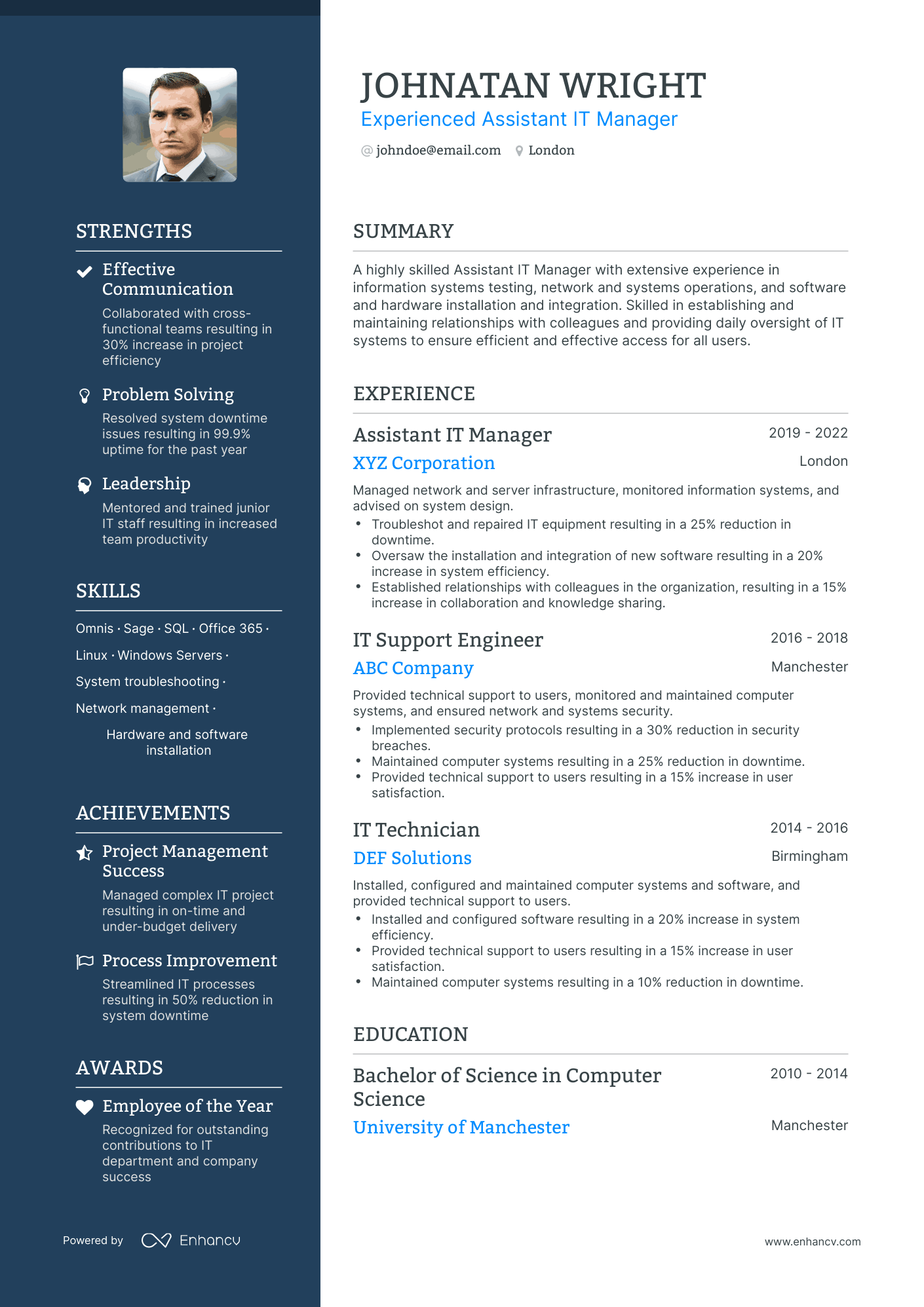 5 Assistant IT Manager Resume Examples & Guide for 2024