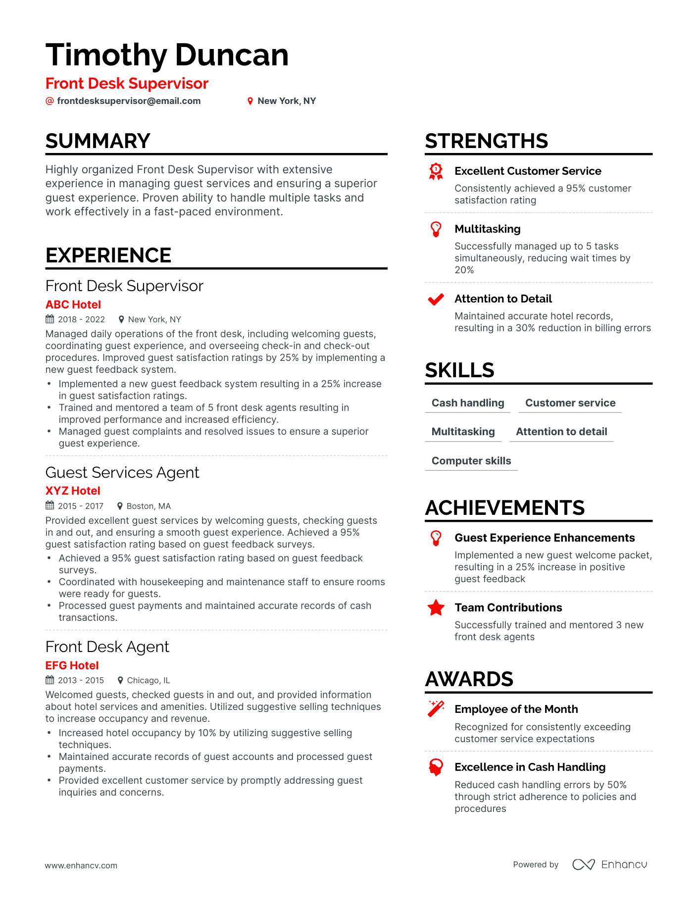 5 Front Desk Supervisor Resume Examples & Guide for 2024