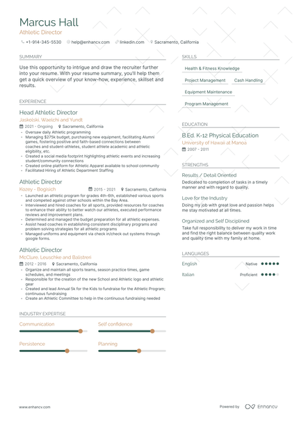 Athletic Director Resume Examples & Guide for 2023 (Layout, Skills ...