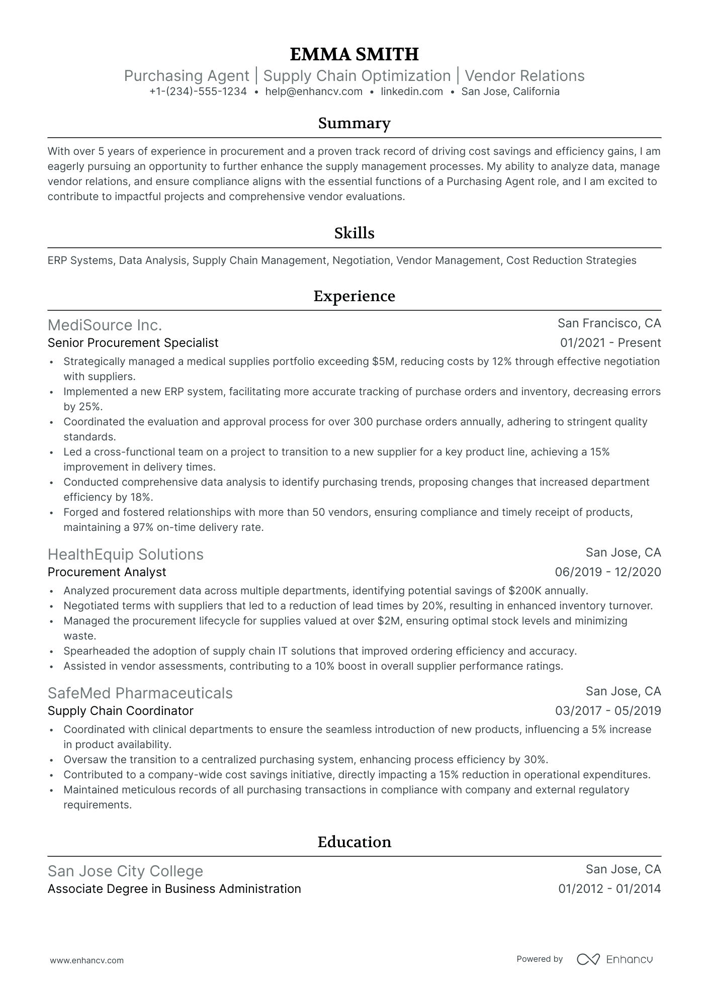 10 Purchasing Agent Resume Examples & Guide for 2026