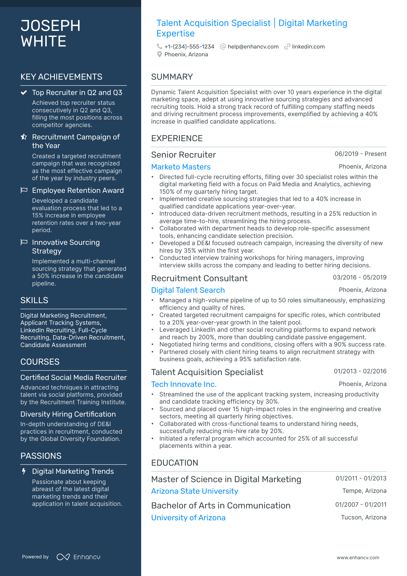 10 Talent Acquisition Manager Resume Examples & Guide for 2026