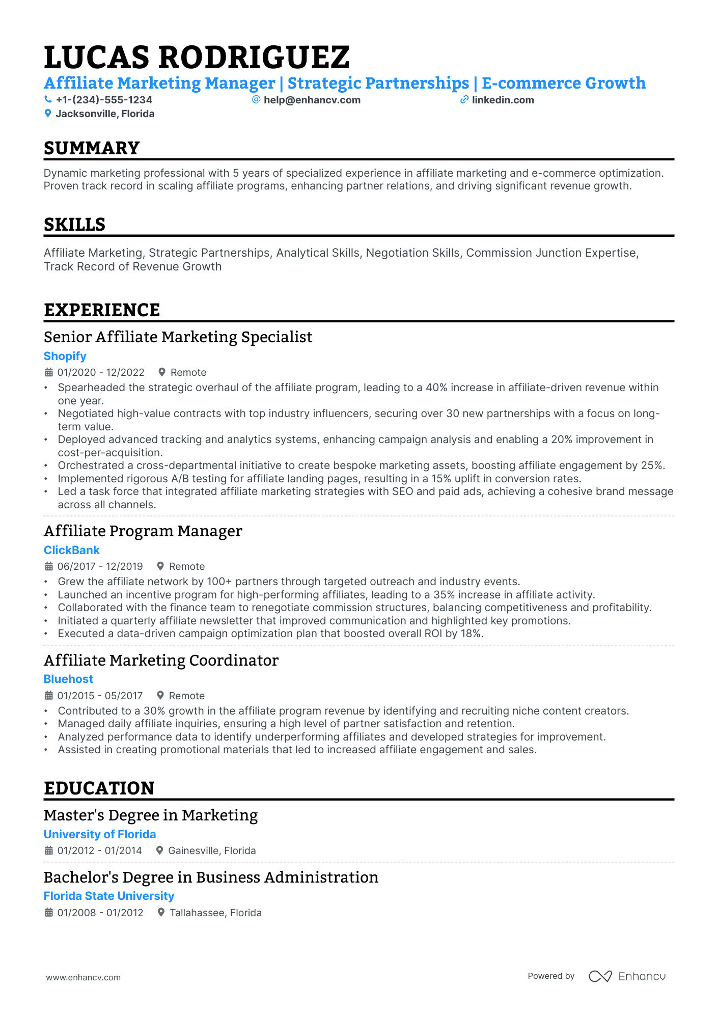 10 Affiliate Marketing Manager Resume Examples & Guide for 2026
