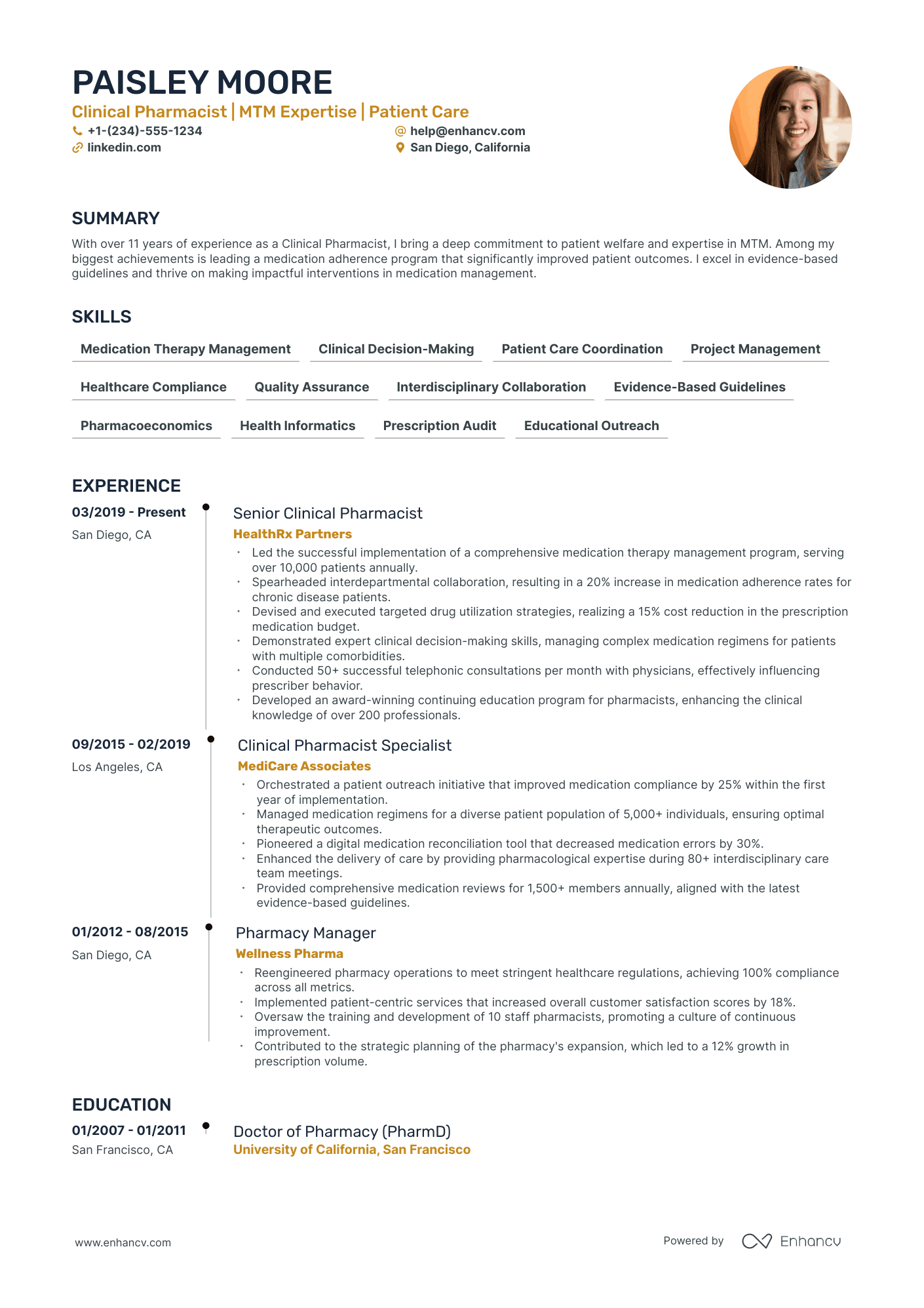 5 Clinical Pharmacist Resume Examples & Guide For 2024