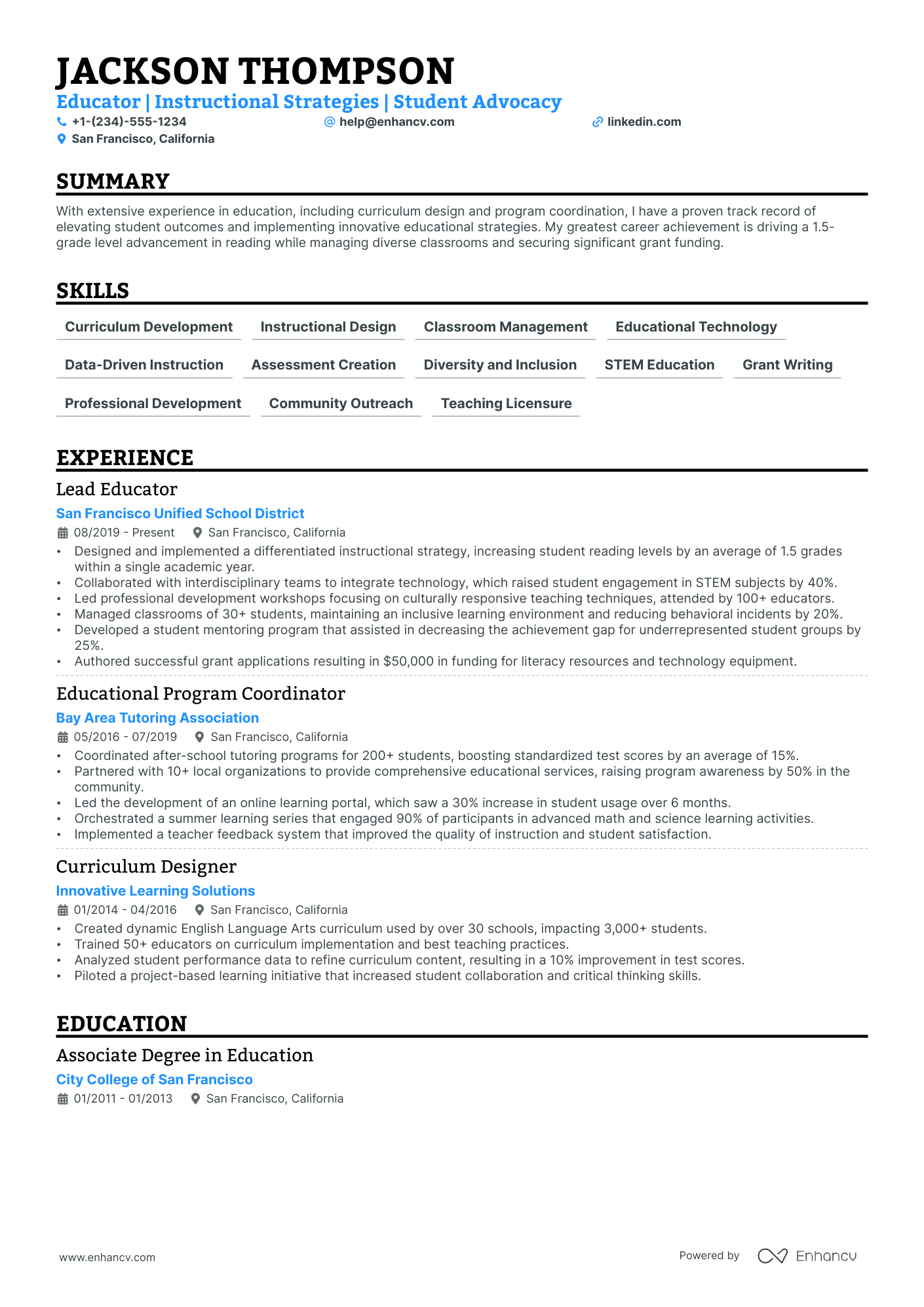 5 Middle School Teacher Resume Examples & Guide for 2024