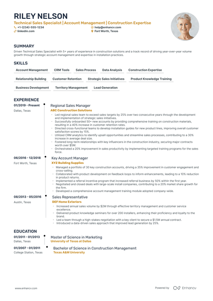 5 Technical Sales Manager Resume Examples & Guide for 2024