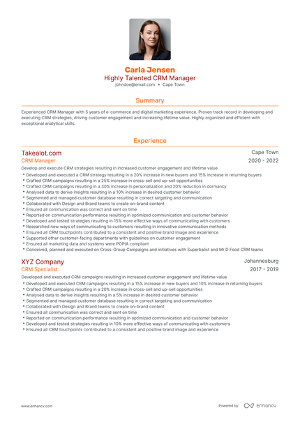 5 CRM Manager Resume Examples & Guide for 2023