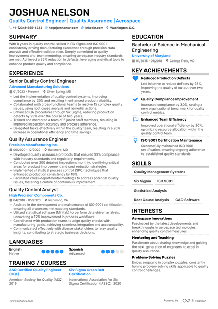 22 Quality Control Resume Examples & Guide for 2026