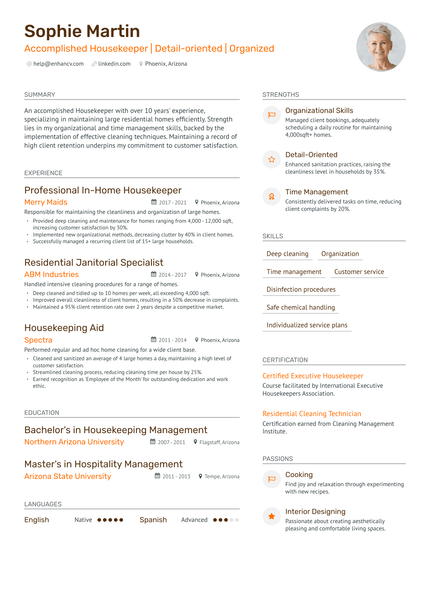 9 Housekeeper Resume Examples & Guide for 2024