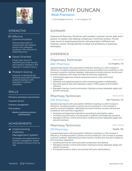 5 Retail Pharmacist Resume Examples & Guide for 2024