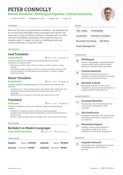 5 Translator Resume Examples & Guide For 2024