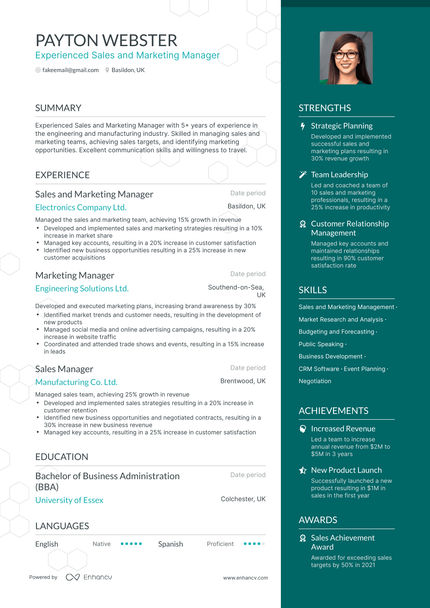 5 Sales Marketing Manager Resume Examples & Guide for 2023