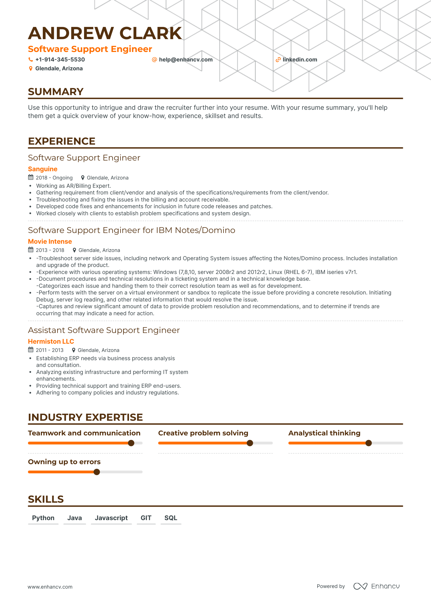 Software Support Engineer Resume Examples & Guide for 2023 (Layout ...