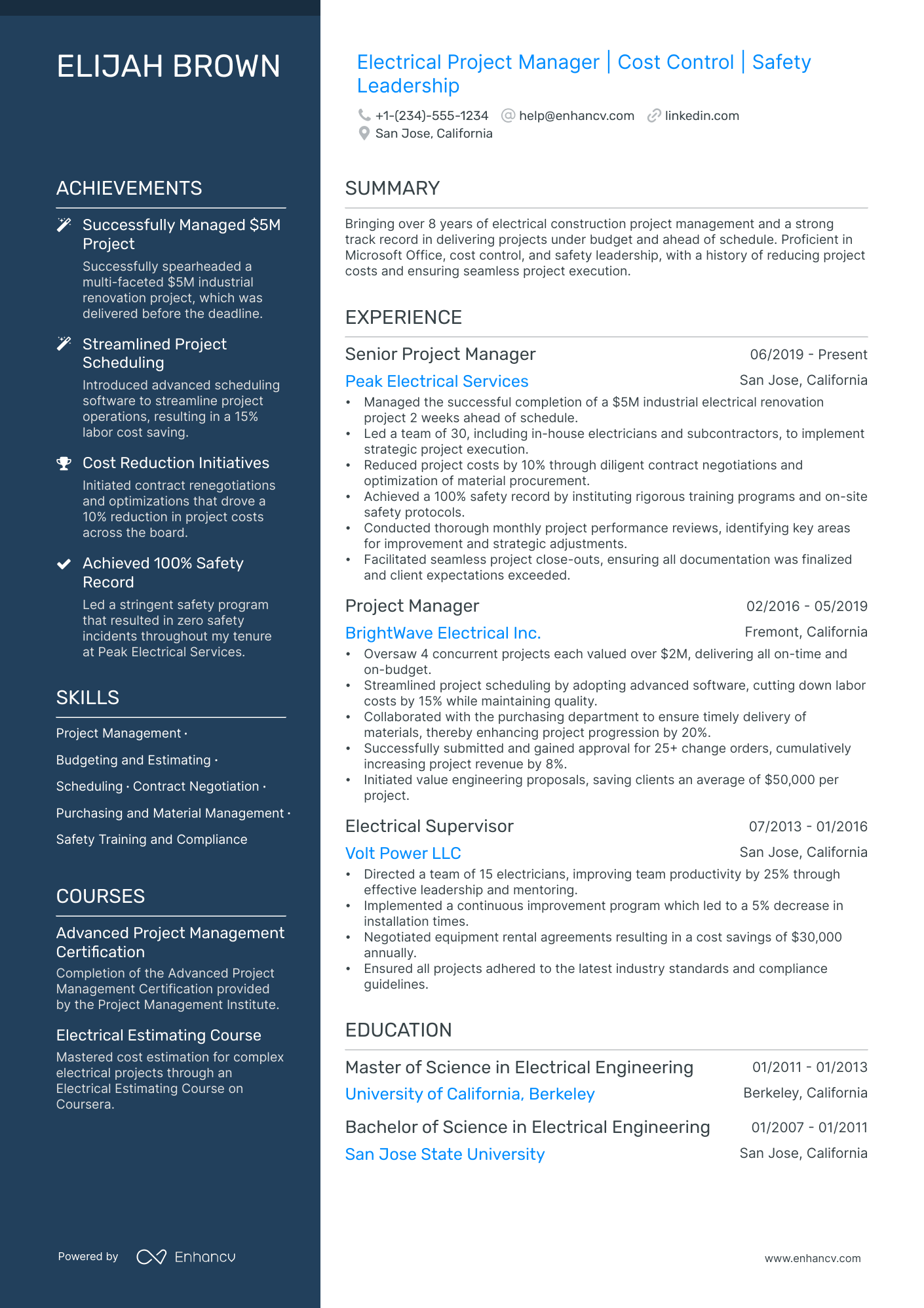 5 Electrical Project Manager Resume Examples & Guide for 2024